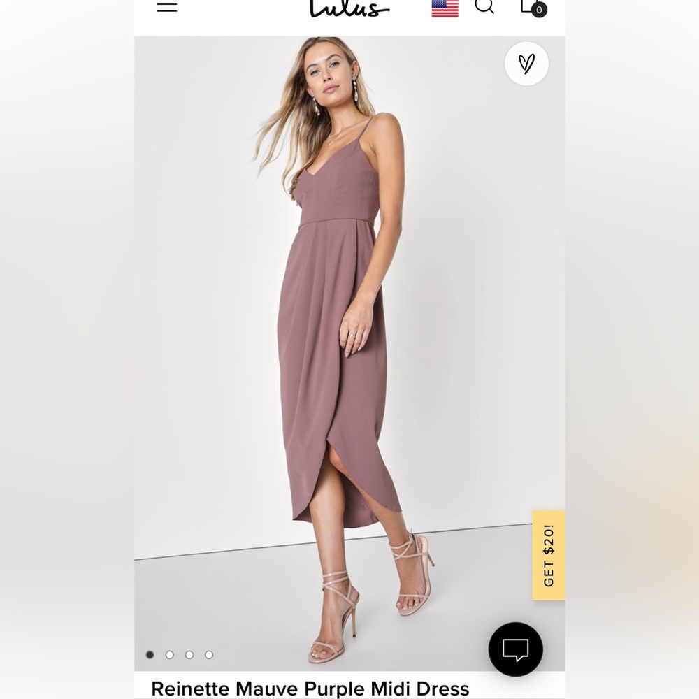 NEW Lulus Small Reinette Mauve Purple Midi Dress